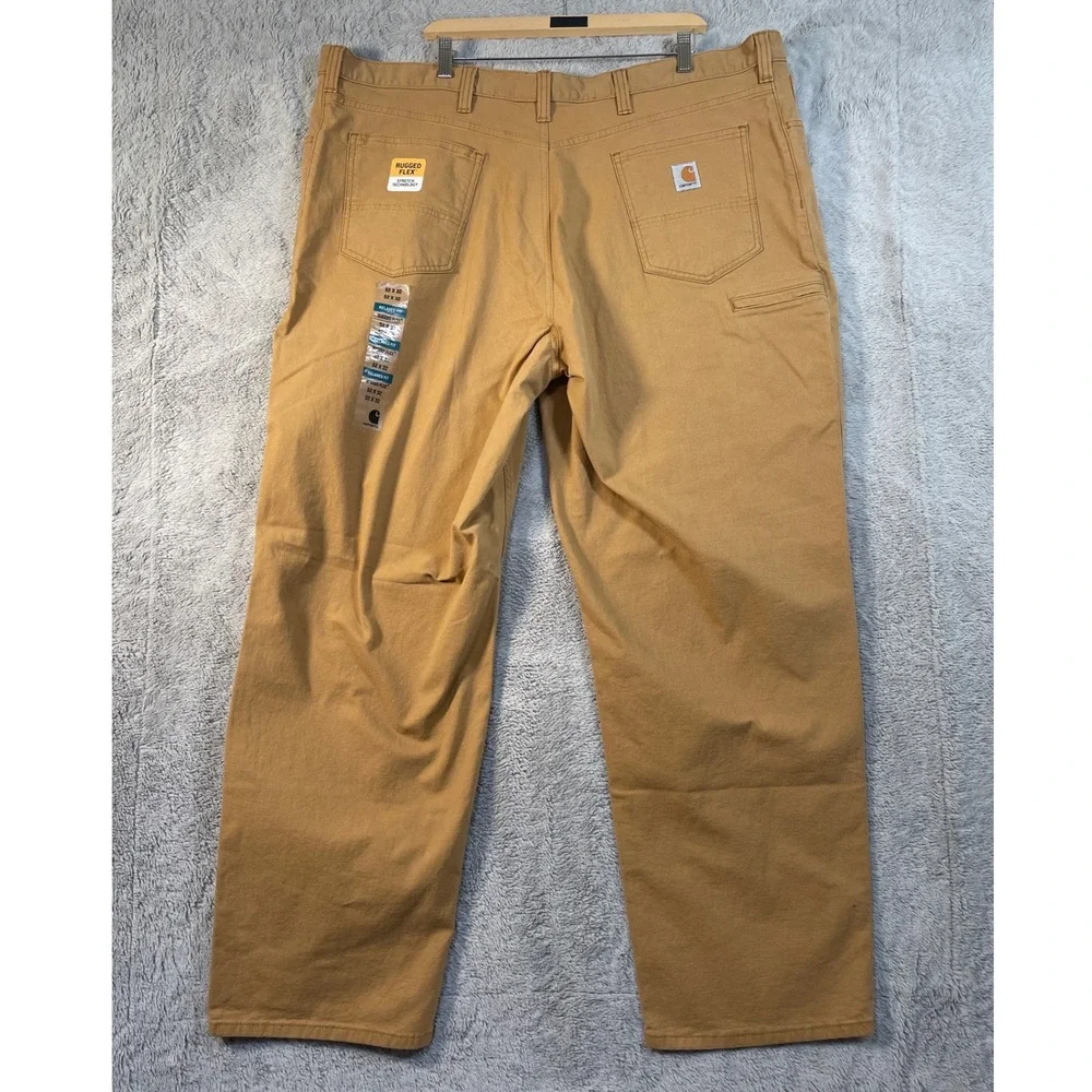 NEW Carhartt Men 46x33 (tag 52) Relaxed Fit Rugged Flex‎ Work Pants Golden Brown